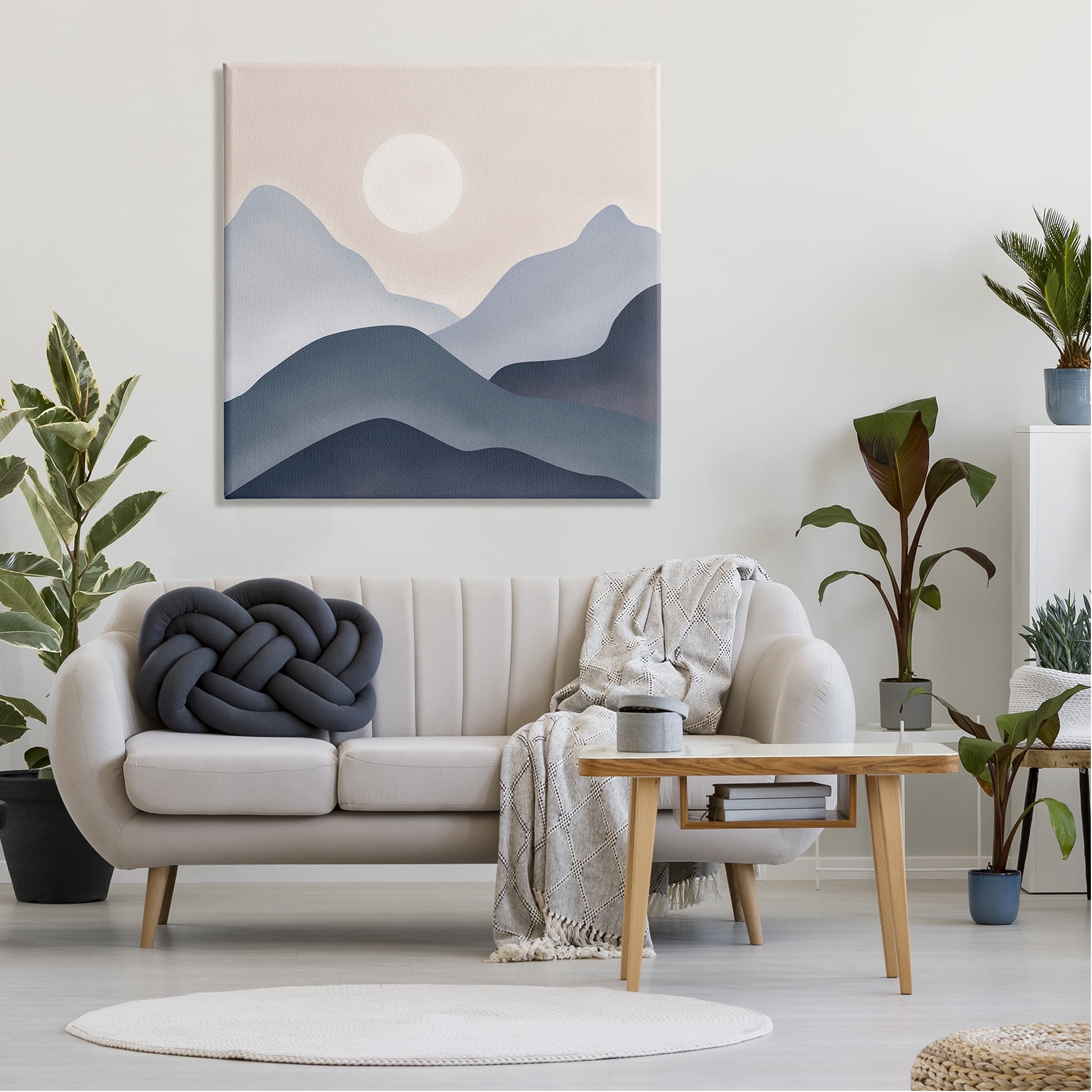 Stupell Industries Towering Mountain Peaks Abstract Shining Moon Sun Graphic Art Gallery Wrapped Canvas Print Wall Art, Design by JJ Design House LLC