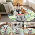 thumbnail image 6 of Easter Bunny 3ft Area Rug, Spring Flowers Green Leaves Pastoral Plants Washable Non-Slip Small Round Rugs for Entryway Bedroom Kitchen, Soft Circle Carpet for Dining Room, Playroom Nursery Rug, 6 of 9