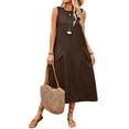 thumbnail image 4 of tasrioml Women's Sleeveless Long Dress Casual Crew Neck Maxi Dress Summer Beach Vacation Shift Sundress with Pockets, 4 of 7