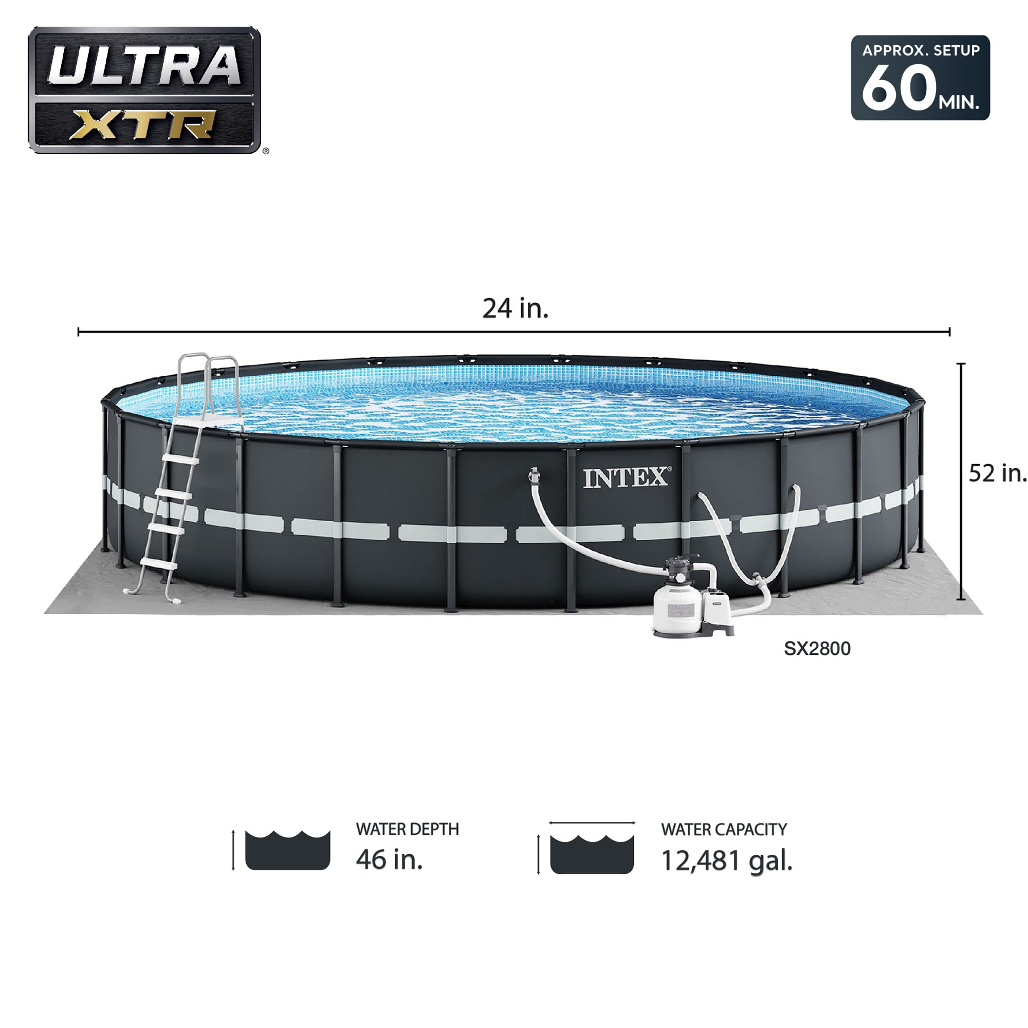 INTEX 24ft x 52in Ultra XTR Above Ground Swimming Pool, Floats (2 Pack), & Inflatable Cooler