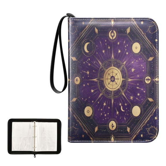 400 Pockets Trading Cards Album,Card Binder 4-Pocket, Cards Collector Album Holder Fits 400 Cards with 50 Removable Sheets Purple Celestial Octagon Pattern