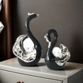 thumbnail image 2 of Black Swan Sculptures Home Decor Figurines - Modern Style - 2 Piece, Black, 2 of 6