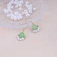 thumbnail image 7 of Vintage Jade Pearl Dangle Earrings Gold Round Jade Earrings Small Pearl Hoop Drop Earrings Tiny Cluster Pearl Earrings Jewelry for Women, 7 of 7