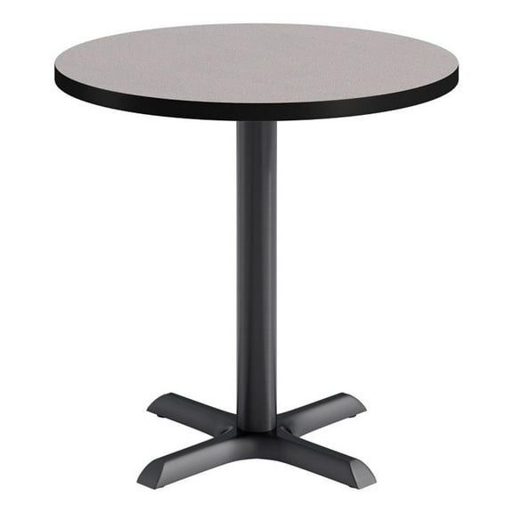 KFI Studios 30in Round Dining Table - 29in H - Gray Top - Black Base