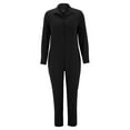 thumbnail image 3 of YOTMKGDO Jumpsuits for Women Long Sleeve Bodysuit Women's Cotton Linen Loose Lapel Long Sleeve Button with Pockets Jumpsuit, Sizes S-3XL, 3 of 7