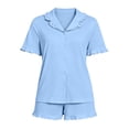thumbnail image 3 of yillto Pajamas Set for Womens Button down Short Sleeve Tops and Shorts Cute Ruffled Pjs Sets Sleepwear, 3 of 5