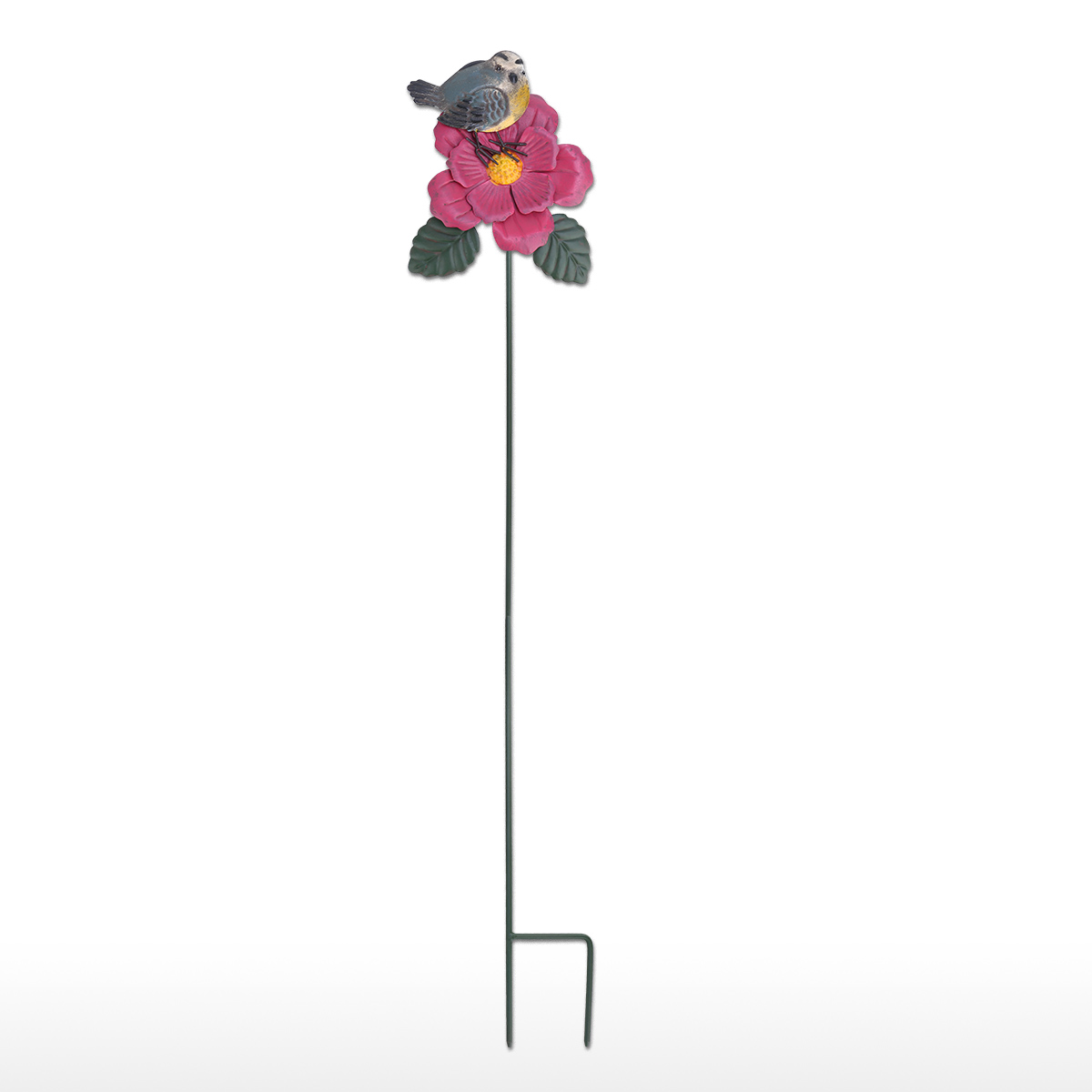 Large Garden Bird and Flower Stake Goldfinch Pink Stake Creative Iron