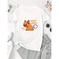 thumbnail image 2 of Creative English Bulldog Printed T-Shirt for Women, Casual and Trendy Crew Neck Short Sleeve, Comfortable Summer Top, All Seasons, Medium Stretch Knit Fabric, Animal Pattern, 2 of 6