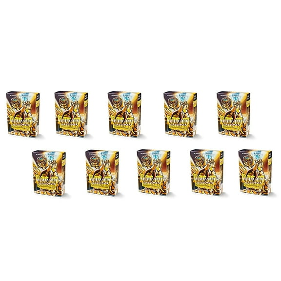 10 Packs Dragon Shield Matte Mini Japanese Gold 60 ct Card Sleeves Display Case