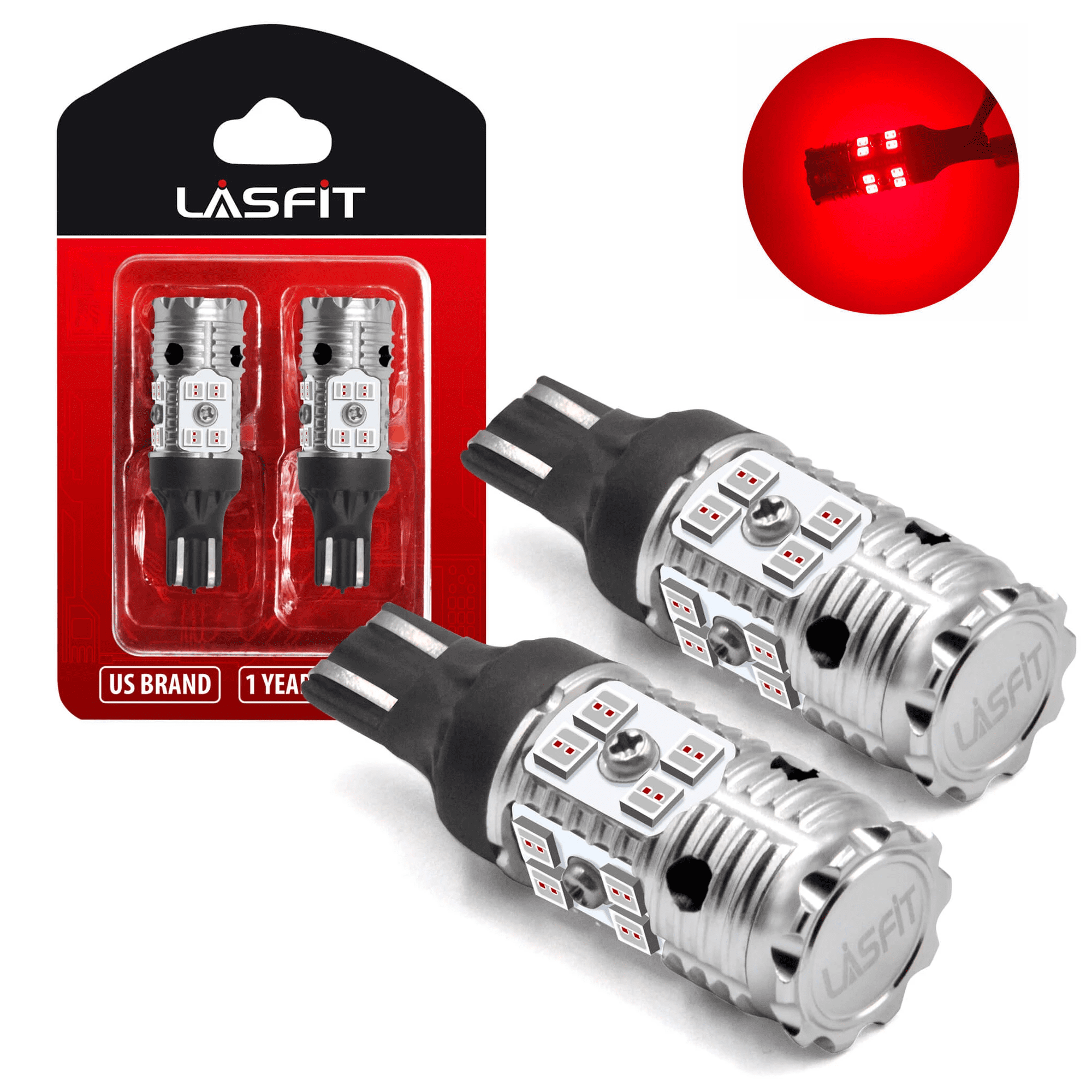 BRISHINE 1500 Lumens Extremely Bright Canbus Error Free 921 912 906 904 T15 W16W LED Bulbs 51-SMD 4014 LED Chipsets with Projector for Center High Mount Stop Brake Lights Brilliant Red Pack of 2 