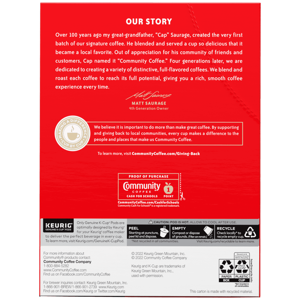 Community Coffee Signature Blend Dark Roast 24 ct Single Serve Keurig K-Cup Pods