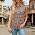 thumbnail image 2 of WHEANG Womens Button Down Shirts Cotton Sleeveless Blouses 2026 Summer V Neck Basic Casual Loose Fit Tank Blouse Tops for Women Fashion Sleeveless Tops for Women Brown XL, 2 of 5