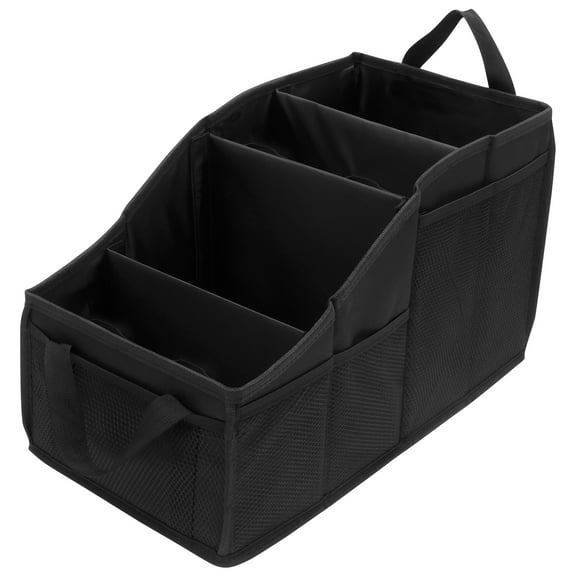 Threns Car Seat Caddy Organiser Large Capacity Foldable Passenger Seat Storage Organizer With 4 Compartment for Automotive Home Office