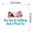 thumbnail image 4 of Beach The Sea Is Calling Me Under Water Sea Creatures Crab Octopus Fish Seahorse Clam Shellfish Kelp Queen Sweet Dreams Bedtime Unicorn Holiday Decorating Wall Decal Sticker - Size: 20 In X 14 In, 4 of 5