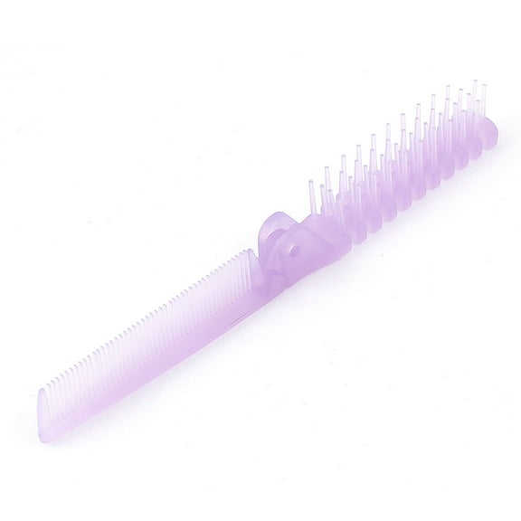 Lady Woman Plastic Double Headed Foldable Hair Styling Brush Comb Purple