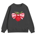 thumbnail image 4 of SONXAHE Toddler Girl's Strawberry Heart Bow Print Sweatshirt Long Sleeve Graphic Sweatshirts Valentine Daily Sweat Tops,Dark Gray, 4 of 4