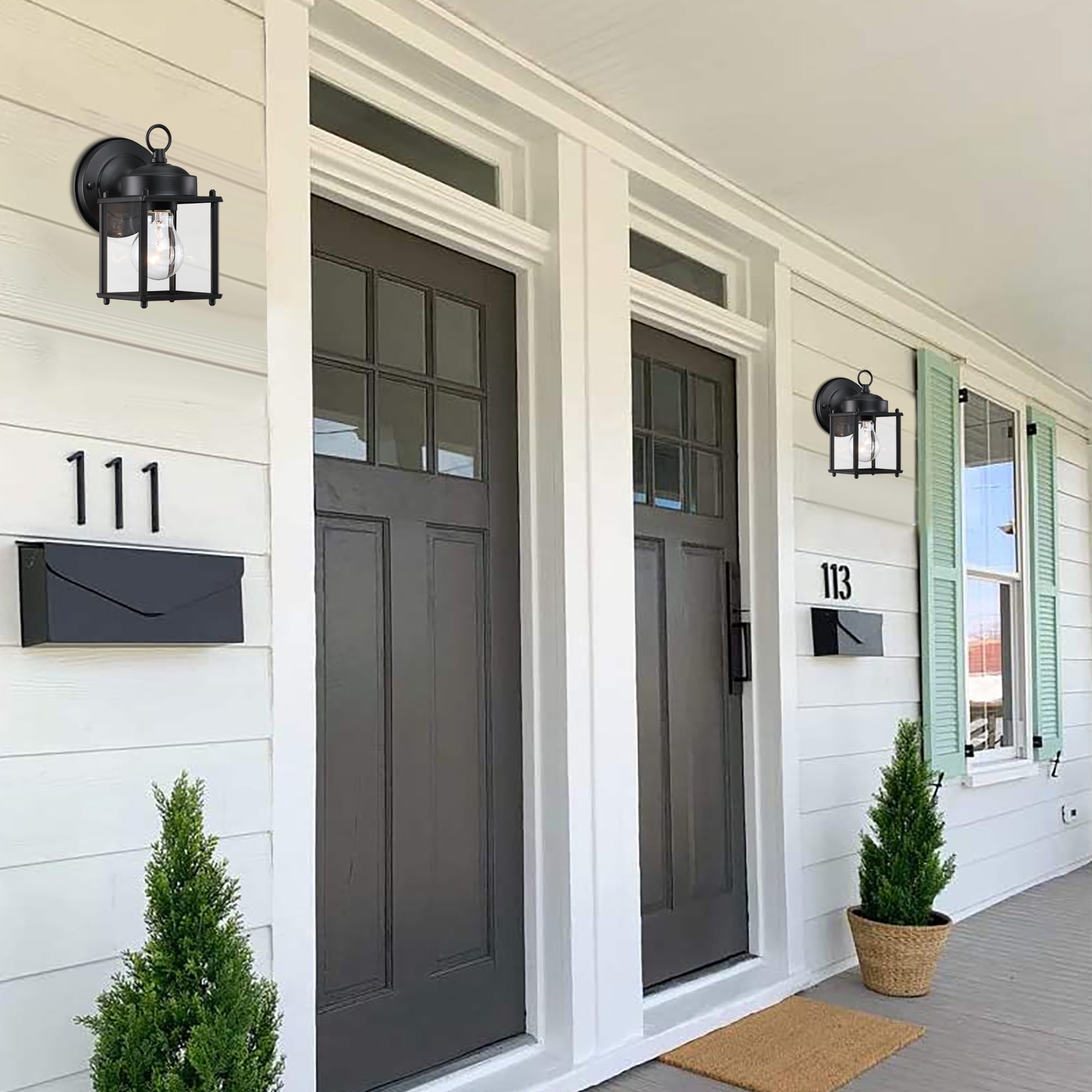 8.06"H Outdoor Wall Lights Matte Black Outdoor Light Fixtures Wall Mount Porch Lighting for House, Hallway, Garage, Doorway 2-Pack