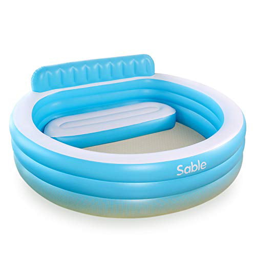 Sable Inflatable Pool, Blow Up Swimming Pool, for Family Party Water Sports  with Backrest and Built-in Bench, Blue - Walmart.com