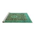 thumbnail image 2 of Ahgly Company Machine Washable Indoor Rectangle Medallion Turquoise Blue Traditional Area Rugs, 7' x 9', 2 of 4