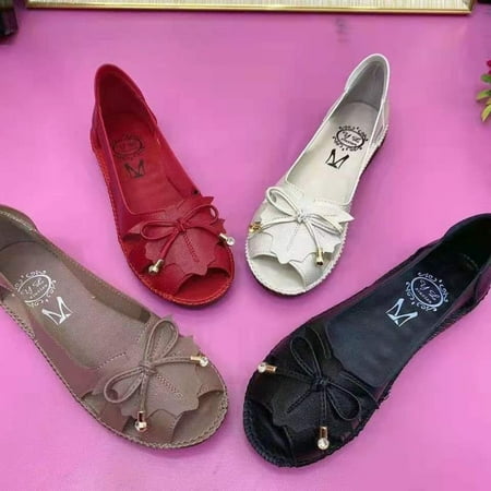 

Women s Leather Shoes Textured Surface Slip Resistant Sandals for Outdoor Shopping Dating 40 Black