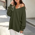 thumbnail image 6 of BUIGTTKLOP Sweatshirts for Women Oversized Long Sleeve Shirts V Neck Side Slit Pullover Cozy Tops Fall Winter Fashion Outfits, 6 of 8