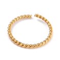 thumbnail image 2 of 10 pc Ion Plating(IP) 304 Stainless Steel Cuff Rings Open Ring Twist Golden 2mm Inner Diameter: 17mm, 2 of 2