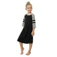 thumbnail image 4 of WBQ Womens Girl Nightgown Crew Neck Knit Long Sleepwear 3/4 Short Sleeve Soft Loungewear Black 6-10Y, 4 of 7
