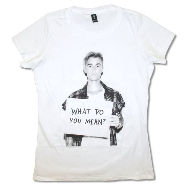 Justin Bieber Justin Bieber What Do You Mean Girls Juniors White T Shirt Walmart Com Walmart Com