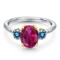 thumbnail image 3 of Gem Stone King 10K Two Tone Gold Red Created Ruby and Persian Blue Moissanite Engagement Ring for Women | 2.46 Cttw | Oval 9X7MM | Gemstone July Birthstone | Size 6, 3 of 6