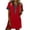 Red, variant on Dresses for Women Button Detail Short Sleeve Solid Color Collar Neck Printed Pattern Denim Like Fashionable Daily Casual Wear Summer Dresses for Women