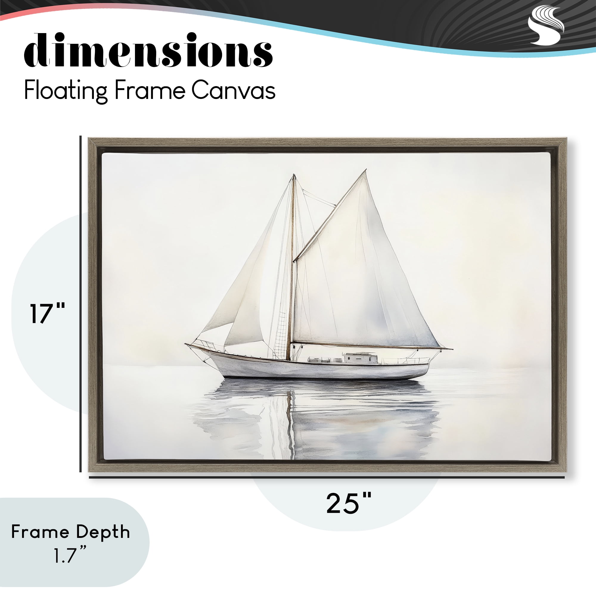Stupell Industries Neutral Sailboat Reflection Brown Framed Floater Canvas Wall Art, design by Petal Prints Design