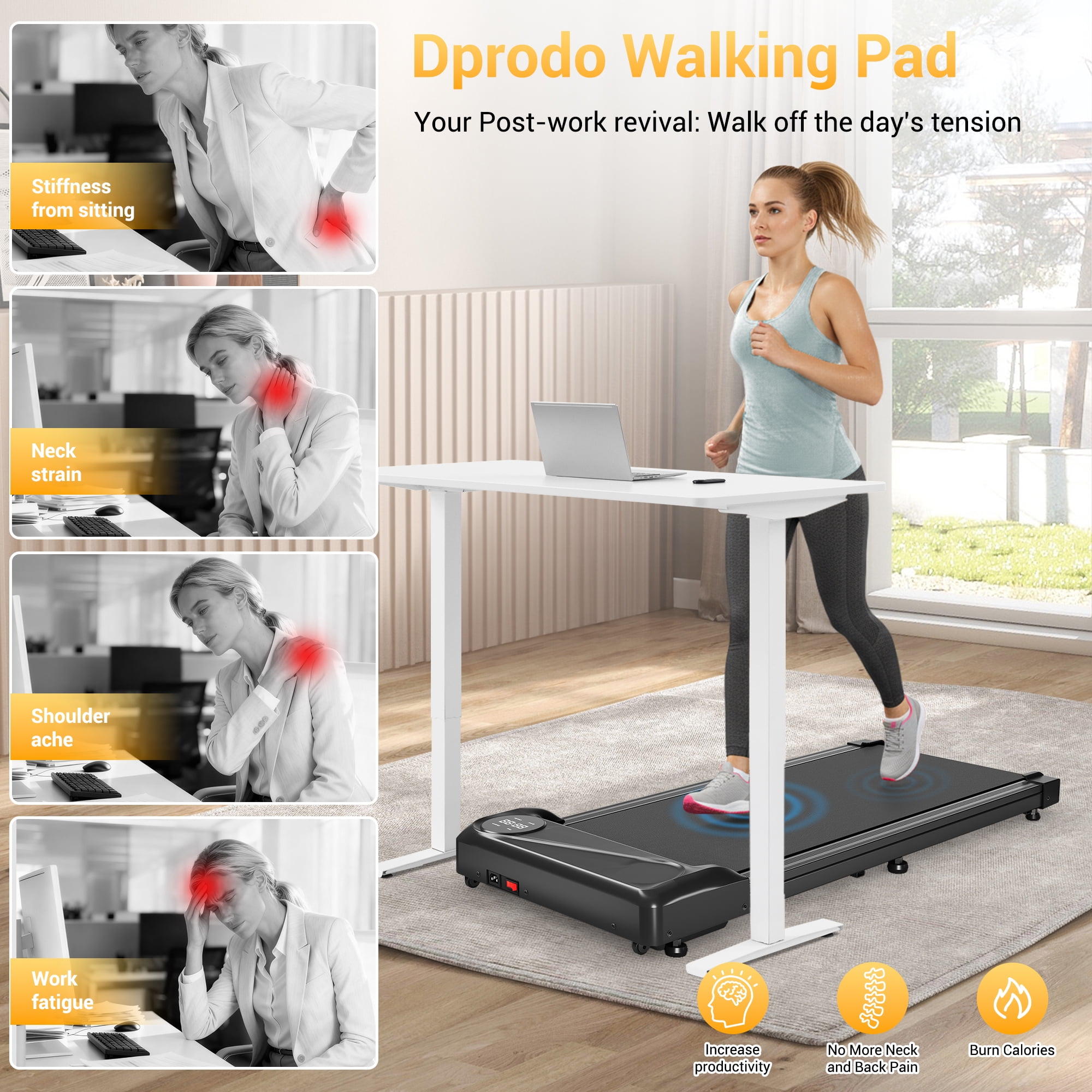 COFUNOK Walking Pad,Portable Walking Pad Treadmill for Home/Office,3.0HP Brushless Motor Under Desk Treadmill with LED&Mobile casters,280lbs Weight Capacity