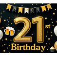 thumbnail image 3 of Golden Theme Happy 21 Birthday Banner Decorative Design Party Celebration Event Decoration for Adult Birthday Beer Celebration Milestone Party, 3 of 7