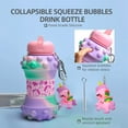thumbnail image 5 of Louis Donné Collapsible Water Bottles For Kids, 19oz Unicorn Sports Water Bottle For Traveling, School, Outdoor, Cute Push Poping Bubble Design, Gifts For Girls, 5 of 6
