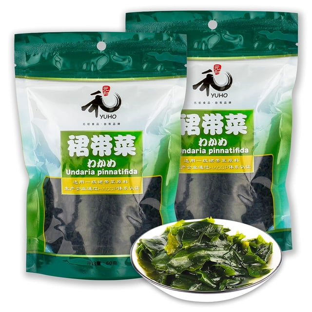 First-grade Wakame Raw Material, Hand-Harvested, Sun Dried Seaweed, Soft Texture, Mild Taste, HACCP certification 2.12 Oz Bags (Pack of 2)