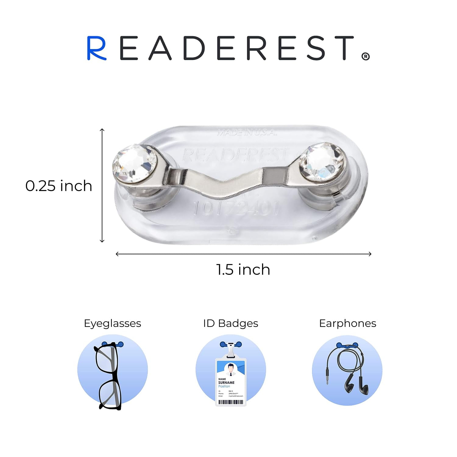 Magnetic Eyeglass Holders 2 Pack Stainless Steel Secure Clip for Readers Sunglas Readerest Magnetic Eyeglass Holder (2 Pack), Eyewear Shirt  main image 2