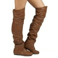 thumbnail image 2 of Slouchy Thigh High Boots for Women Hidden Wedge Soft Leather Pull on Over the Knee Winter Tall Boots, 2 of 6