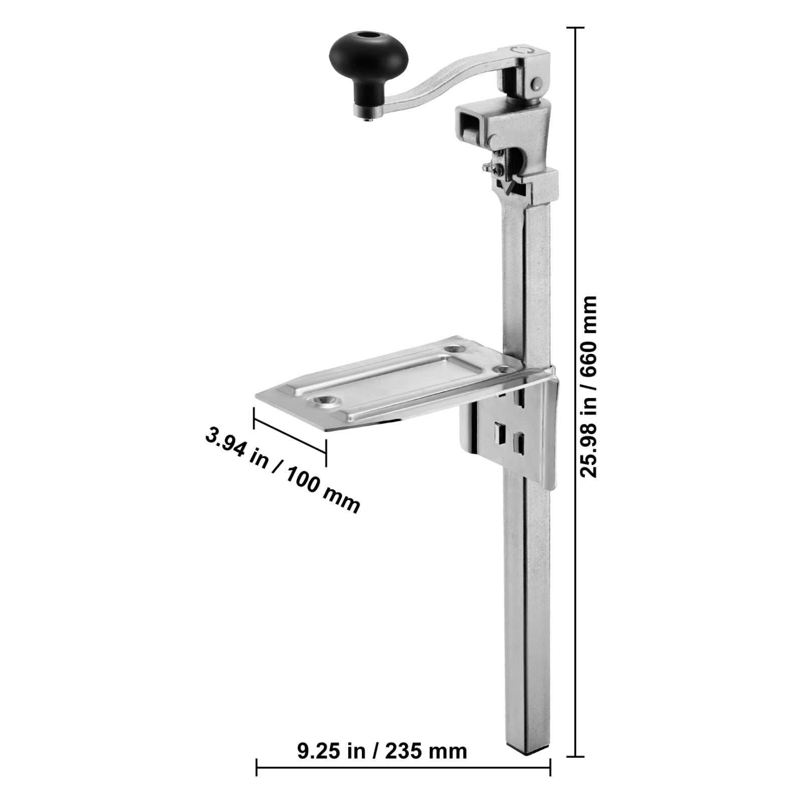 KFFKFF Commercial Manual Can Opener, Durable Tabletop Can Opener for Cans Up to 11.8 Inches Tall, Adjustable Height Design with Screw Mounting, Ideal for Restaurants, Hotels, and Food Stores