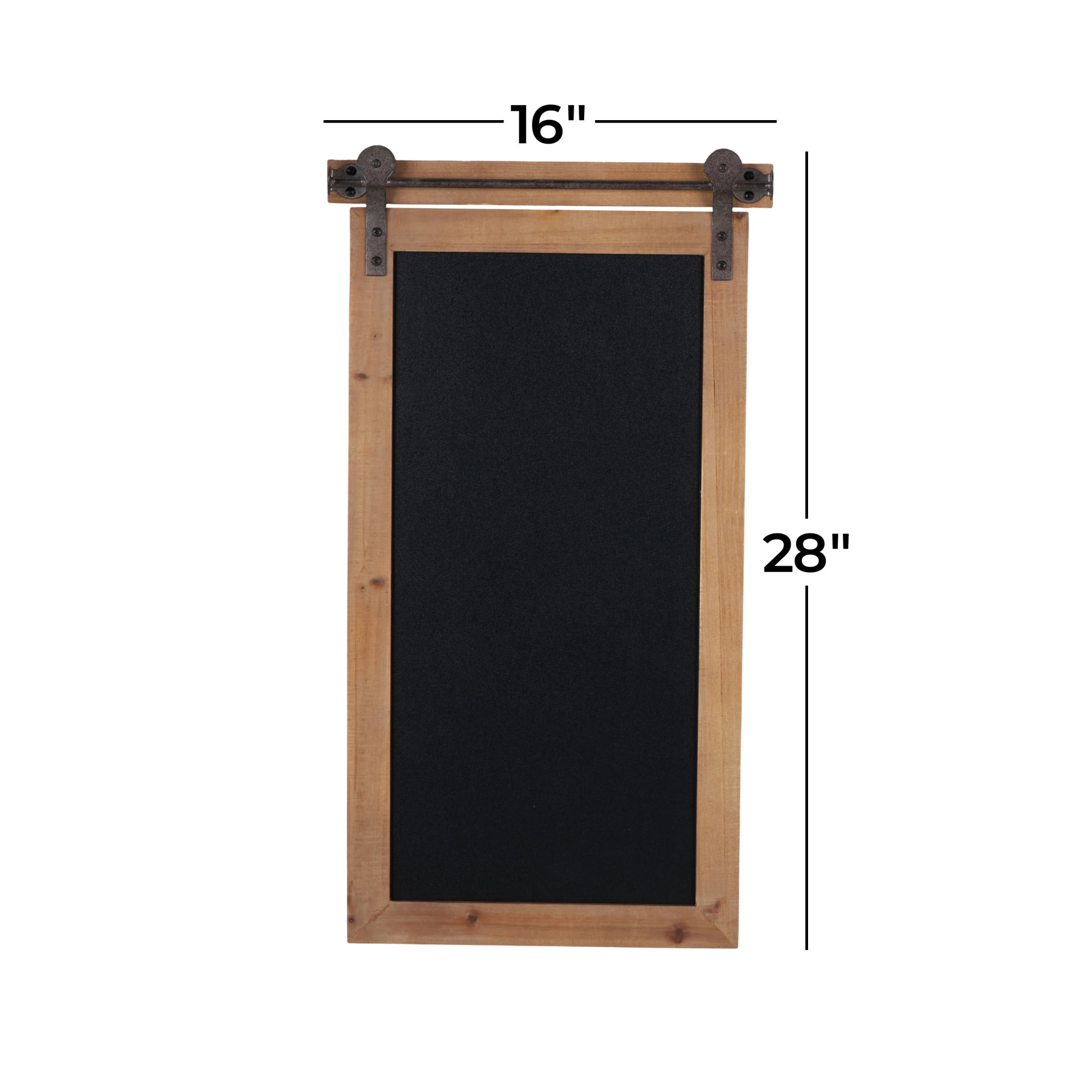 DecMode Brown Wood Chalkboard Sign Wall Decor with Barn Door Inspired Top