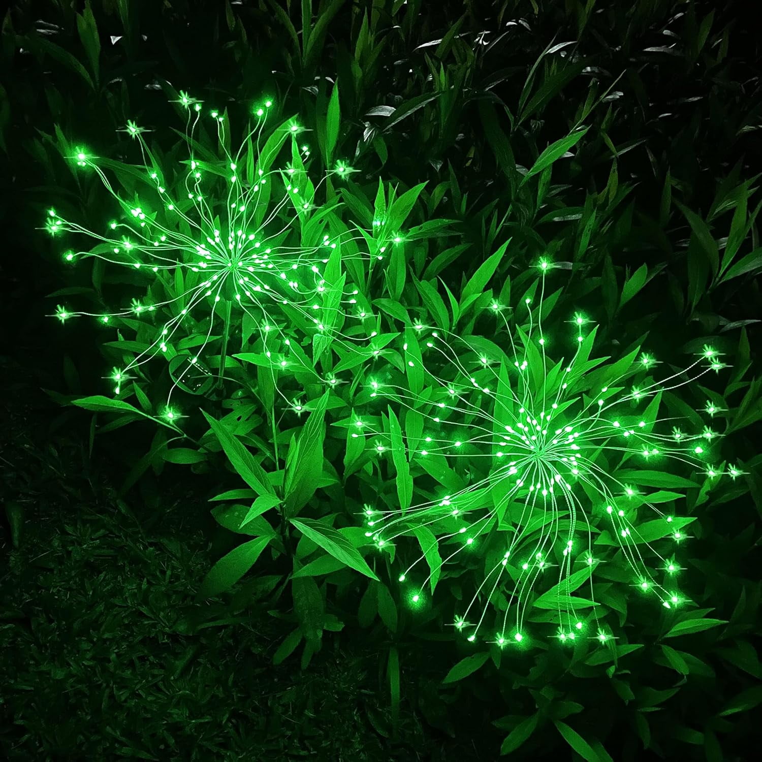 Solar Garden Lights Solar Firework Lights, 2 Pack 120 LEDs 2 Lighting Modes Solar Lights Outdoor Waterproof for Garden Patio Walkway Pathway Party Wedding Christmas Decorative - Green