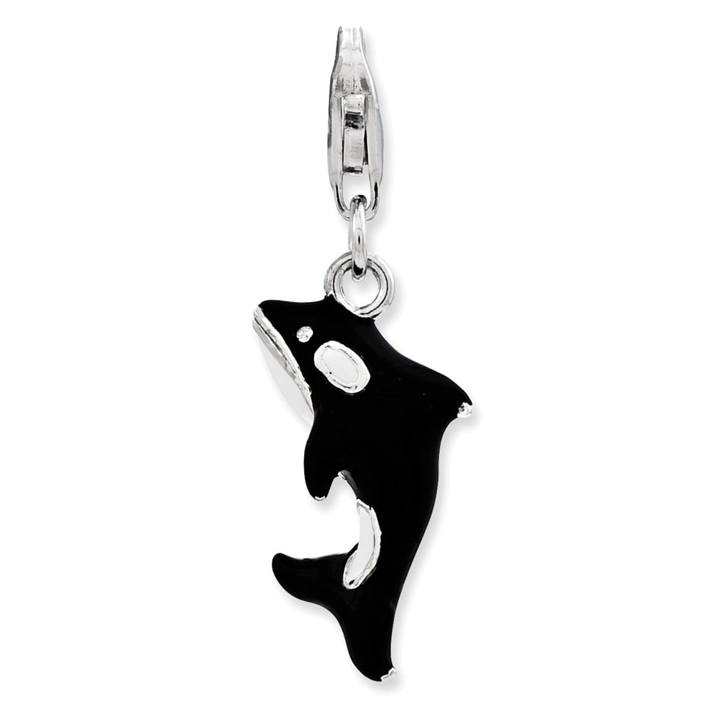 20mm x 10mm Mia Diamonds 925 Sterling Silver Solid Enameled Cat Charm