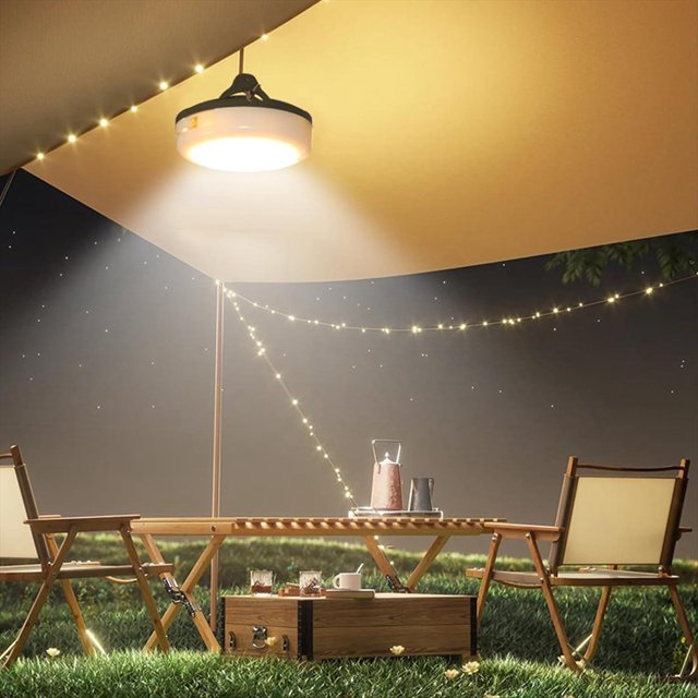 Cadena de Luces para Acampar, IP44, Resistente Al Agua, 33 Pies, Cadena de Luces para Exteriores con Luz RGB Colorida y Cálida, Almacenamiento Rápido
