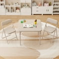 thumbnail image 2 of Juiluna Boys and Girls Folding Table and Chairs Set of 3, Portable Table and Chair with PU Soft Cushion,Suitable for Eating,Reading and Playing-Beige, 2 of 8