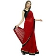 thumbnail image 3 of Atasi Women's Solid Maroon Indian Designer Georgette Saree With Blouse Piece, 3 of 8