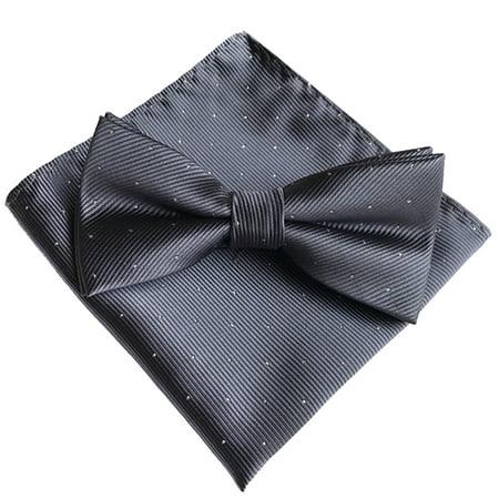 Mens Bow Tie Classic Adjustable Business Bowtie Neck Bowtie with Pocket