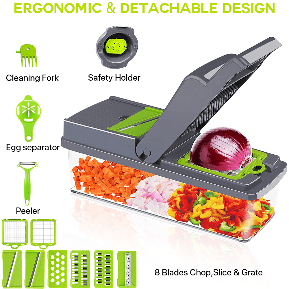 9 In 1 Vegetable Chopper,manual Food Chopper Onion Mincer Chopper Dicer  With Container,slicer Cutter For Tomato Garlic Cabbage Carrot Xinda