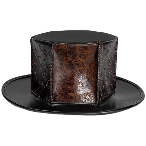 Vjnyvs Steampunk Top Hat Vintage Hat Medieval Steampunk Witch Magic Gothic Men Leather Hat Halloween Headgear