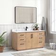 thumbnail image 4 of Vinnova San 60" Single Sink Wood Bath Vanity with Grain Stone in Brown/White, 4 of 16