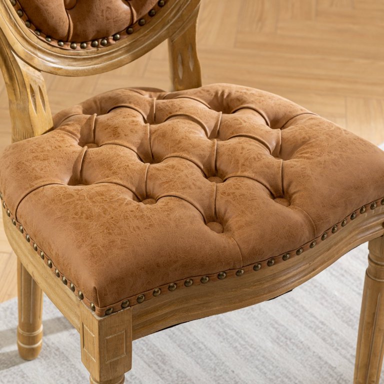 HQZX European Style Solid Wood Frame Luxury Dining Chairs with