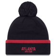 thumbnail image 2 of Men's New Era Black Atlanta United FC Wordmark Kick Off Cuffed Knit Hat with Pom, 2 of 2